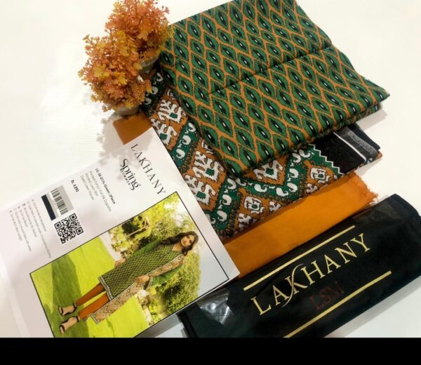 3 Pcs Lakhany LG-SR-0176-GreenUnstitched Printed Suit