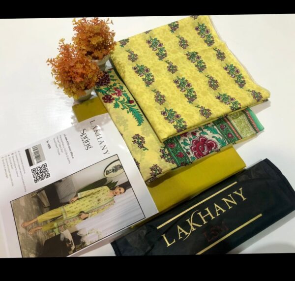 3 Pcs Lakhany LG-MM-0159-Lime Unstitched Printed Suit